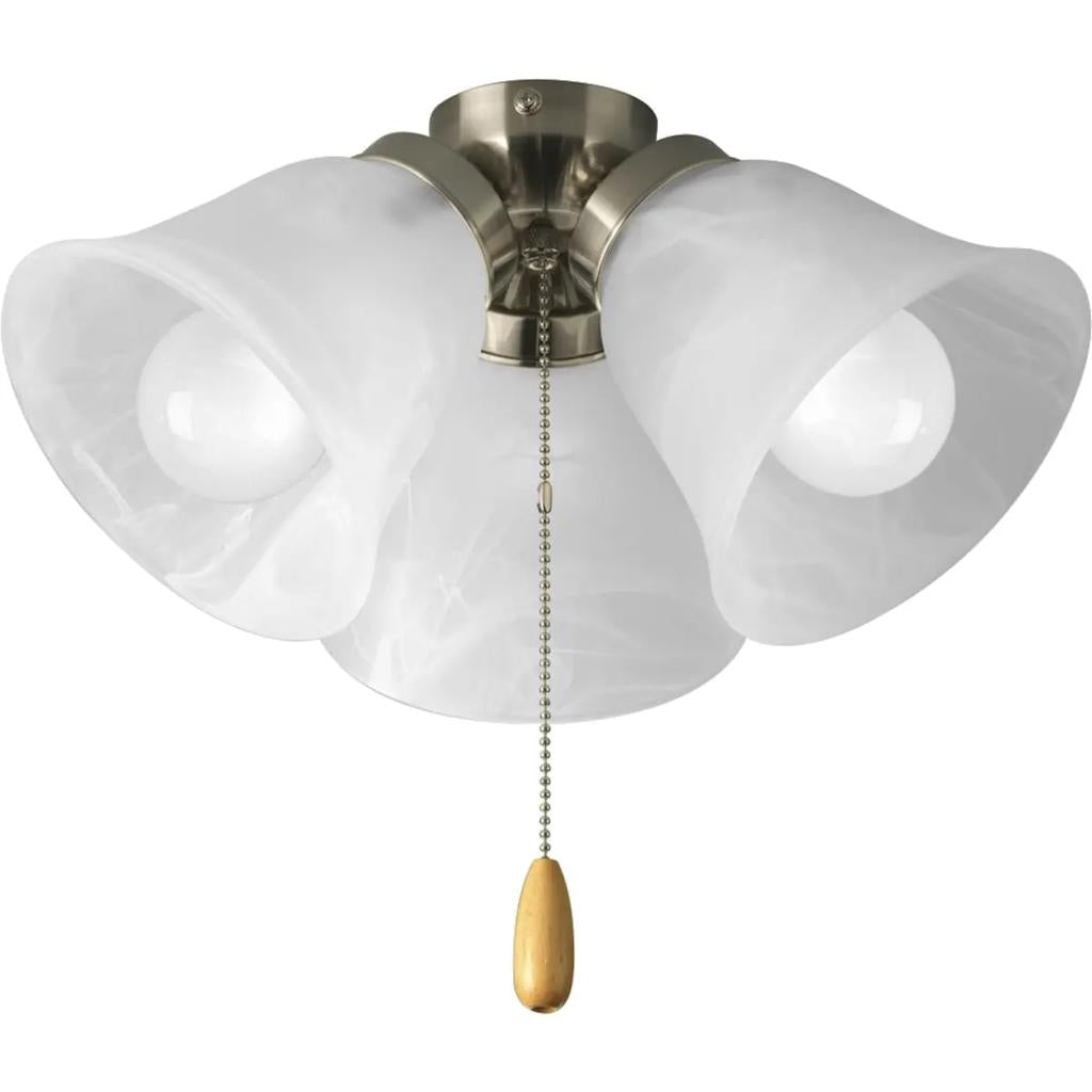 3 Light Brushed Nickel Alabaster Glass Shade AirPro Collection Light Kit 1