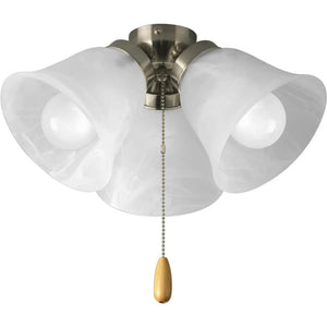 3 Light Brushed Nickel Alabaster Glass Shade AirPro Collection Light Kit 1