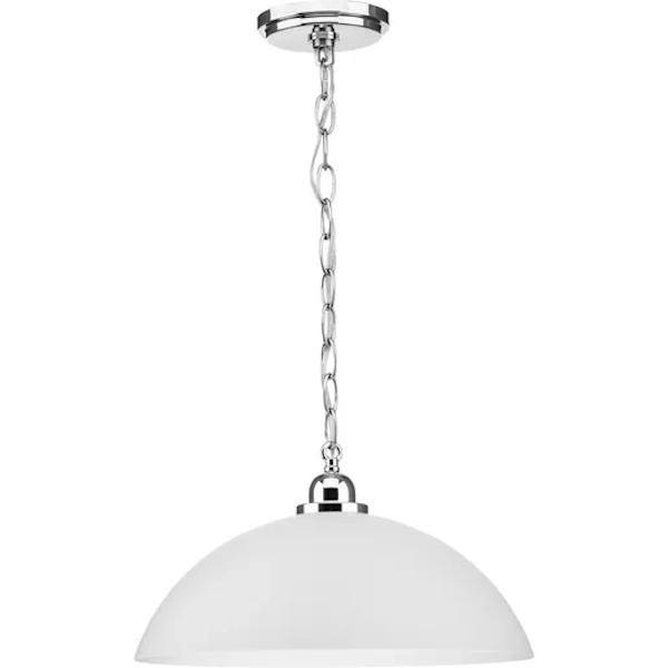 1 Light Polished Chrome Etched Glass Shade Pendant Light Fixture 3