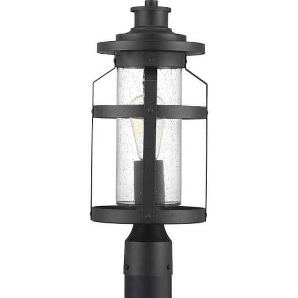 1 Light Black with Clear Seeded Glass Wall Light Fixture 1
