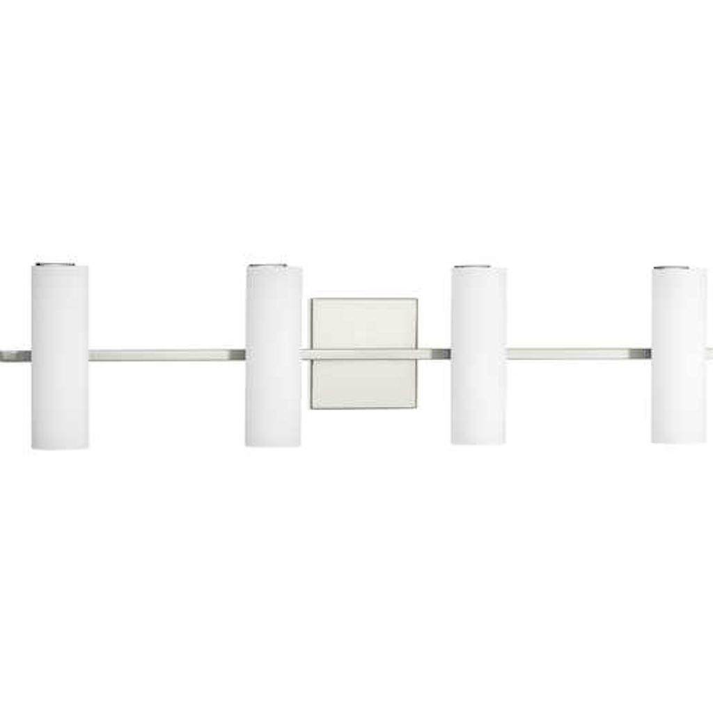 31" 38 watt 120 volt 3000K Brushed Nickel White Glass Shade Dimmable 1