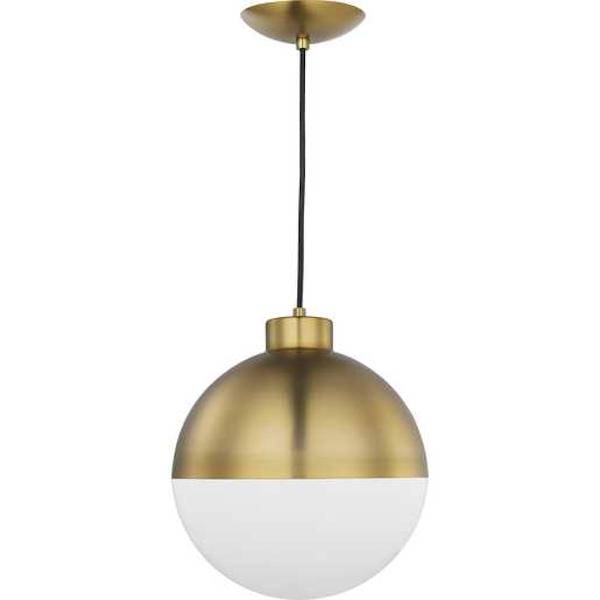 1 Light 17 watt 3000K Natural White Brushed Bronze Opal Glass Globe Dimmable LED Pendant Light Fixture 1