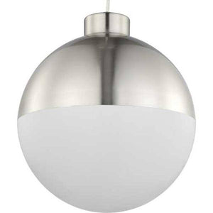 1 Light 17 watt 3000K Natural White Brushed Nickel Opal Glass Globe Dimmable LED Pendant Light Fixture 3