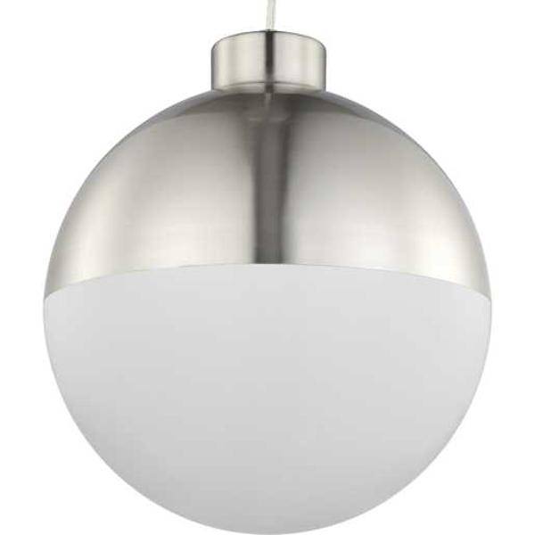 1 Light 17 watt 3000K Natural White Brushed Nickel Opal Glass Globe Dimmable LED Pendant Light Fixture 3