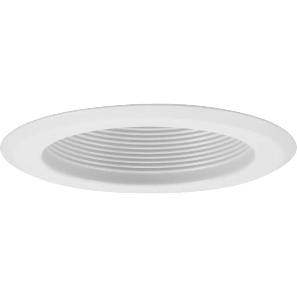 5" Satin White Recessed Step Baffle Round Trim 1