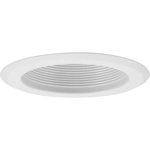5" Satin White Recessed Step Baffle Round Trim 1