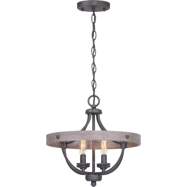 4 Light Graphite and Rustic Wood Finish Ceiling Light Fixture 2