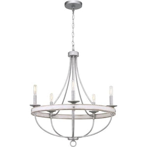 6 Light Galvanized Finish Coastal Style Chandelier Light Fixture 3