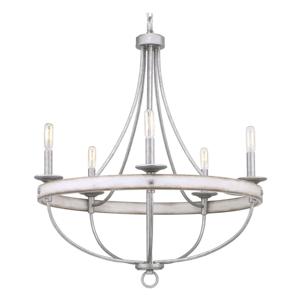 6 Light Galvanized Finish Coastal Style Chandelier Light Fixture 1