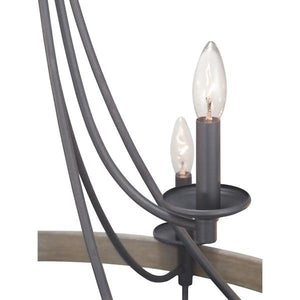 9 Light Graphite Finish Coastal Style Chandelier Light Fixture 2