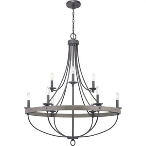 9 Light Graphite Finish Coastal Style Chandelier Light Fixture 3