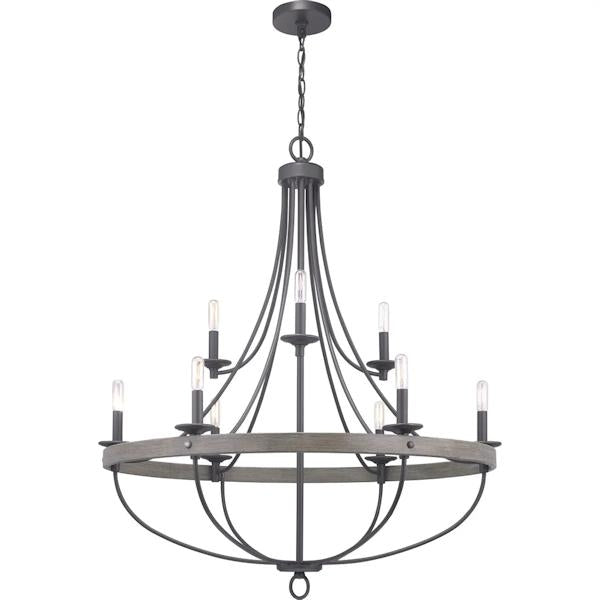 9 Light Graphite Finish Coastal Style Chandelier Light Fixture 3
