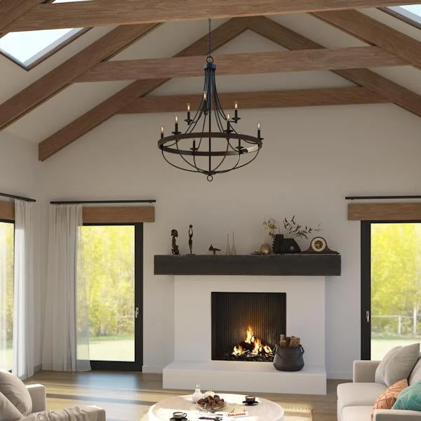 9 Light Graphite Finish Coastal Style Chandelier Light Fixture 4
