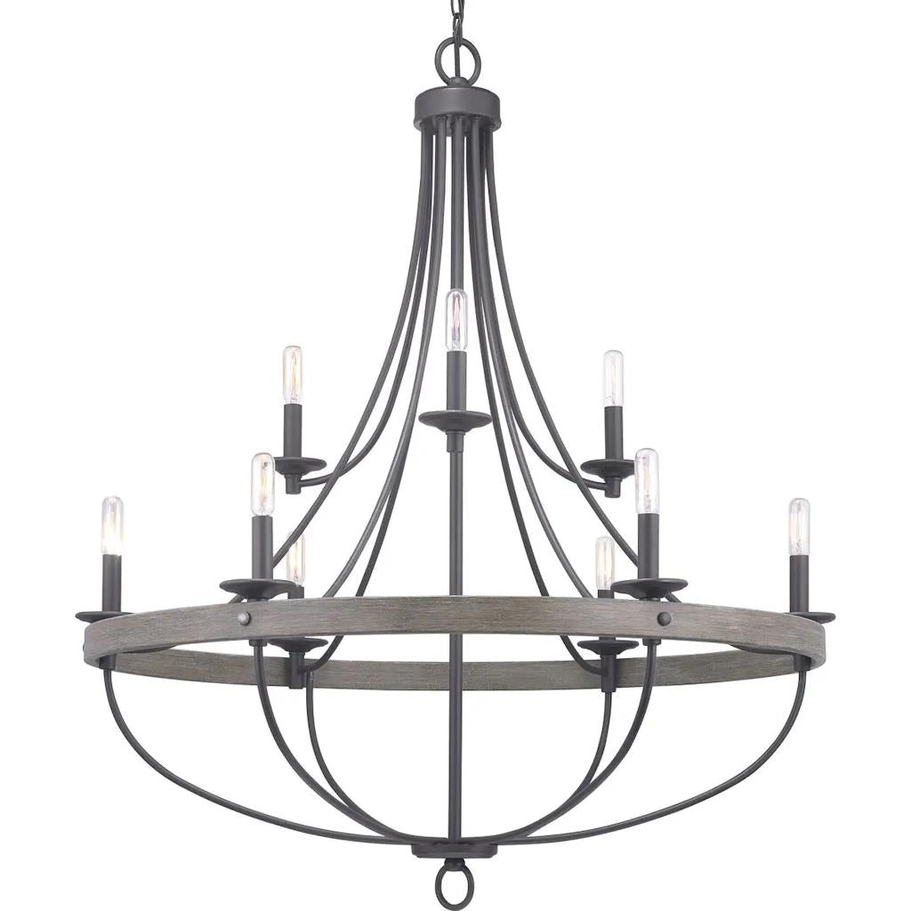 9 Light Graphite Finish Coastal Style Chandelier Light Fixture 1