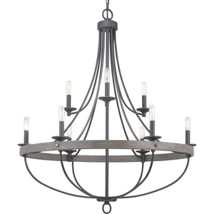 9 Light Graphite Finish Coastal Style Chandelier Light Fixture 1