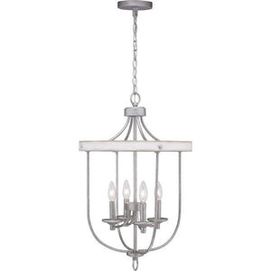 4 Light Galvanized Finish Antique White Hall & Foyer Pendant Light Fixture 3