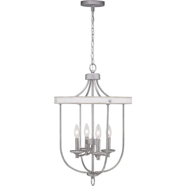 4 Light Galvanized Finish Antique White Hall & Foyer Pendant Light Fixture 3