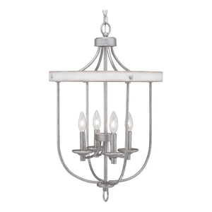4 Light Galvanized Finish Antique White Hall & Foyer Pendant Light Fixture 1