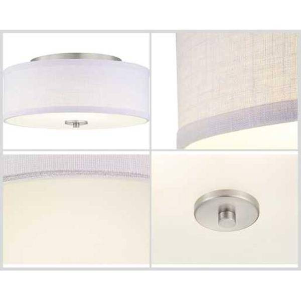 17 watt 120 volt 3000K Brushed Nickel White Linen Shade LED Light Fixture 3