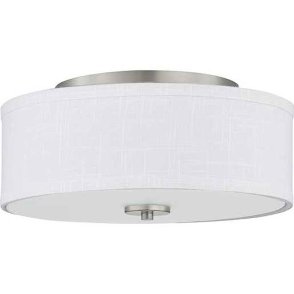 17 watt 120 volt 3000K Brushed Nickel White Linen Shade LED Light Fixture 1