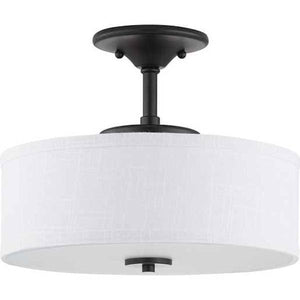 17 watt 120 volt 3000K Graphite White Linen Shade Semi-flush Mount LED Light Fixture 1