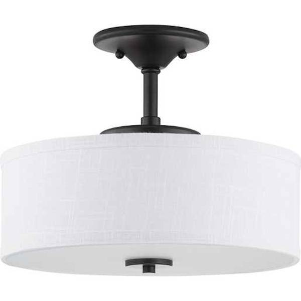 17 watt 120 volt 3000K Graphite White Linen Shade Semi-flush Mount LED Light Fixture 1