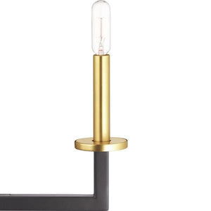 6 Light Graphite Finish Satin Brass Accents Modern Style Chandelier Light Fixture 2