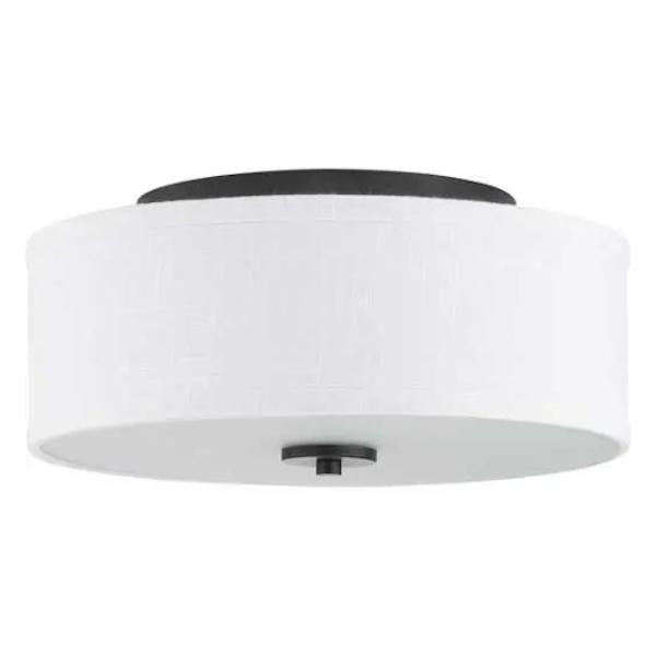 2 Light 120 volt Graphite Fabric Shade Diffuser Ceiling Light Fixture 1