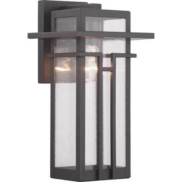 1 Light Antique Bronze with Clear Seeded Glass Medium Wall Light Fixture 1