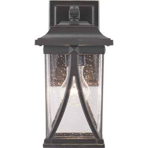1 Light Antique Bronze with Clear Seeded Glass Small Wall Light Fixture 3
