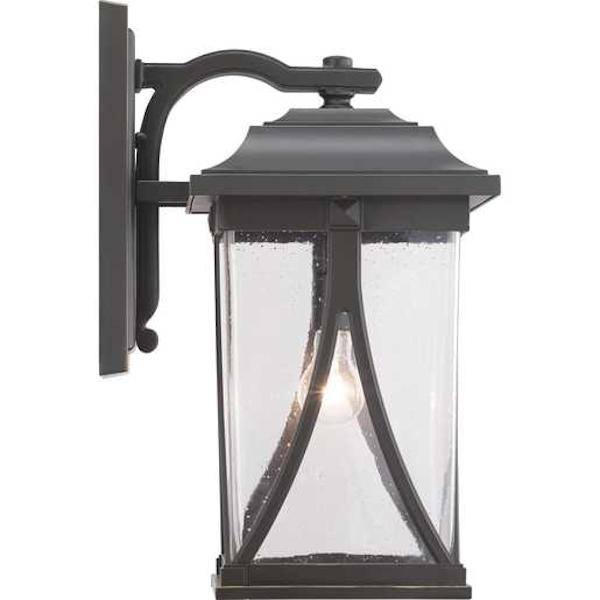 1 Light Antique Bronze with Clear Seeded Glass Large Wall Light Fixture 4