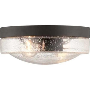 2 Light 120 volt Architectural Bronze Clear Seeded Glass Bowl Ceiling Light Fixture 2
