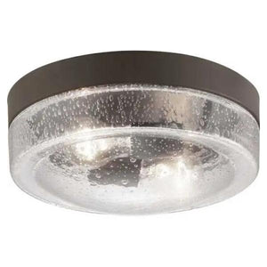 2 Light 120 volt Architectural Bronze Clear Seeded Glass Bowl Ceiling Light Fixture 1