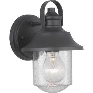 1 Light Black with Clear Seeded Glass Outdoor Small Wall Light Fixture 1