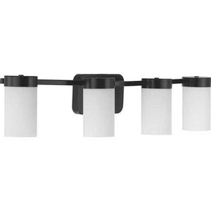 4 Light 120 volt Matte Black Vanity Etched White Glass Light Fixture 2