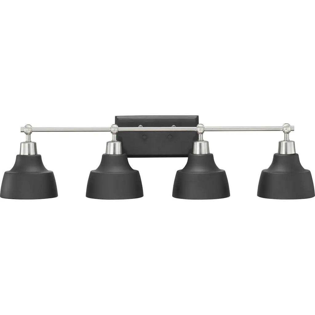 4 Light 120 volt Brushed Nickel  Graphite Metal Shades Vanity Light Fixture 1