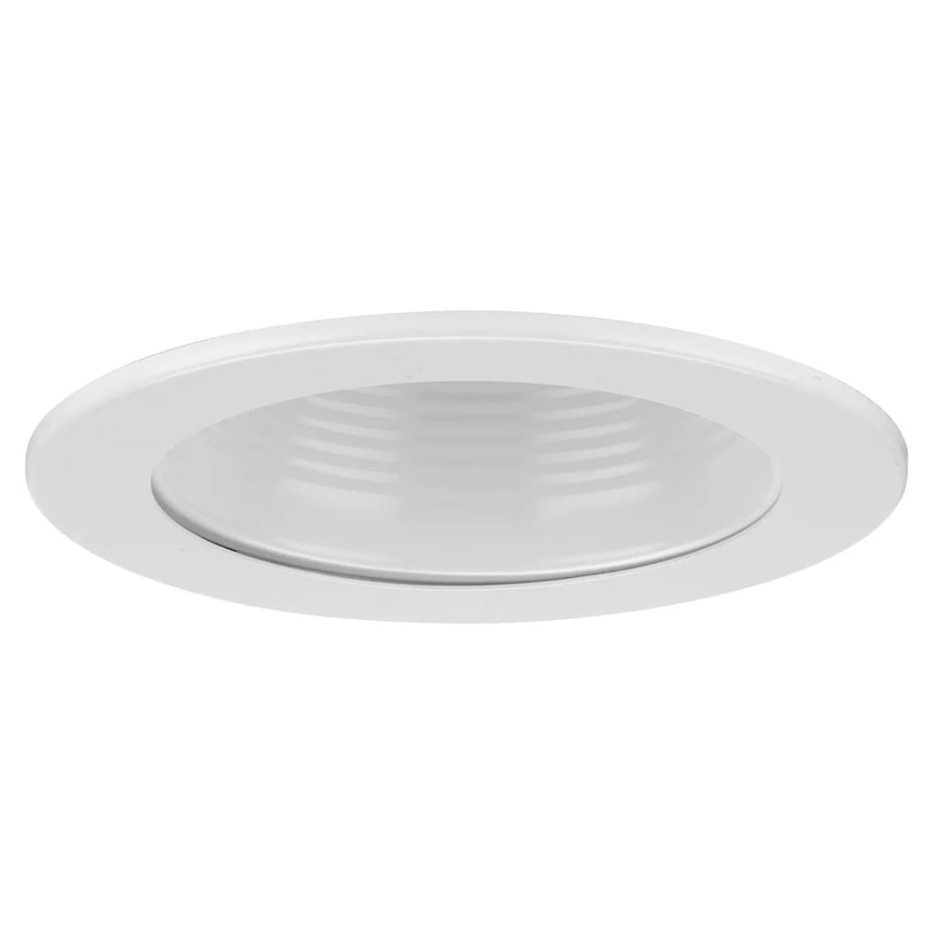 4" Satin White Recessed Step Baffle Round Trim 1