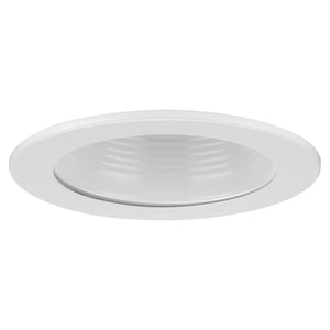 4" Satin White Recessed Step Baffle Round Trim 1