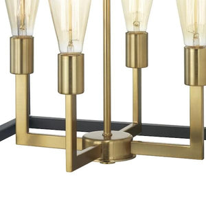 4 Light Graphite Finish Satin Brass Accents Hall & Foyer Pendant Light Fixture 2