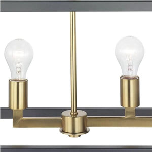 4 Light Graphite Satin Brass Accent Linear Chandelier Light Fixture 2