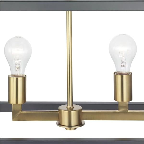 4 Light Graphite Satin Brass Accent Linear Chandelier Light Fixture 2