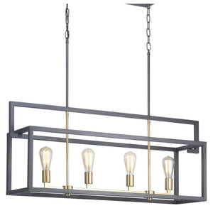 4 Light Graphite Satin Brass Accent Linear Chandelier Light Fixture 1