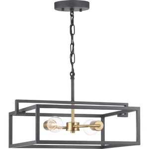 2 Light 120 volt Graphite Satin Brass Accents Ceiling Light Fixture 2