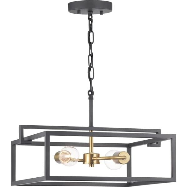 2 Light 120 volt Graphite Satin Brass Accents Ceiling Light Fixture 2