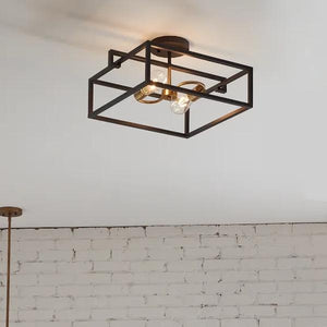 2 Light 120 volt Graphite Satin Brass Accents Ceiling Light Fixture 4