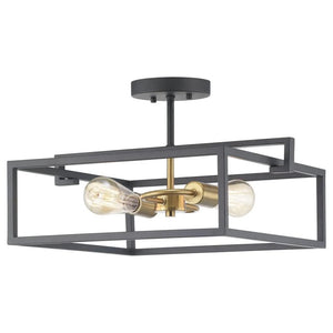2 Light 120 volt Graphite Satin Brass Accents Ceiling Light Fixture 1