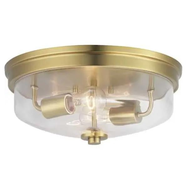 2 Light 120 volt Brushed Bronze Clear Glass Bowl Ceiling Light Fixture 1