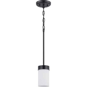 1 Light Matte Black Etched White Glass Shade Outside Dimmable Pendant Light Fixture 2