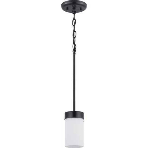 1 Light Matte Black Etched White Glass Shade Outside Dimmable Pendant Light Fixture 2