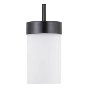 1 Light Matte Black Etched White Glass Shade Outside Dimmable Pendant Light Fixture 1